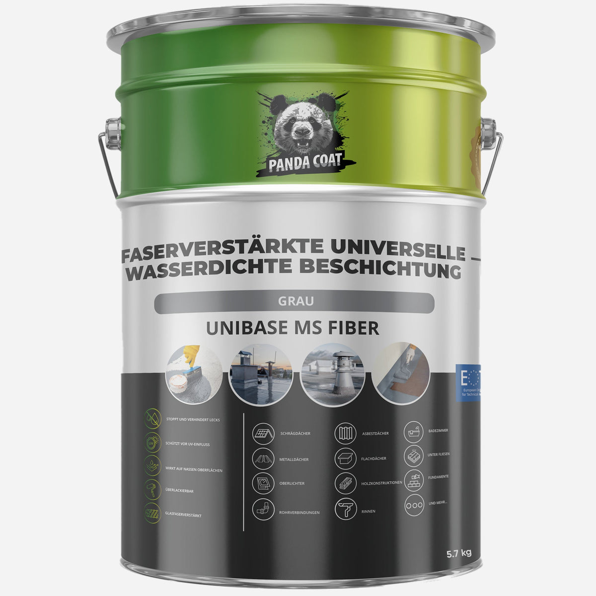 PandaCoat UniBase MS Fiber glass-fibre reinforced waterproofing, grey, 5.67 kg