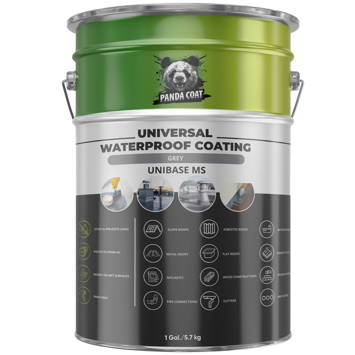 PandaCoat UniBase MS universal waterproofing (liquid rubber), grey, 5.7 kg