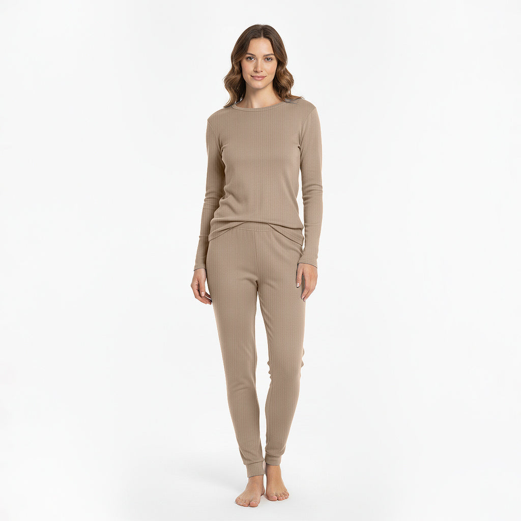 HEAT BOOSTER women's thermal trousers with soft fleece inside, beige