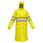 High-visibility yellow PU rain coat