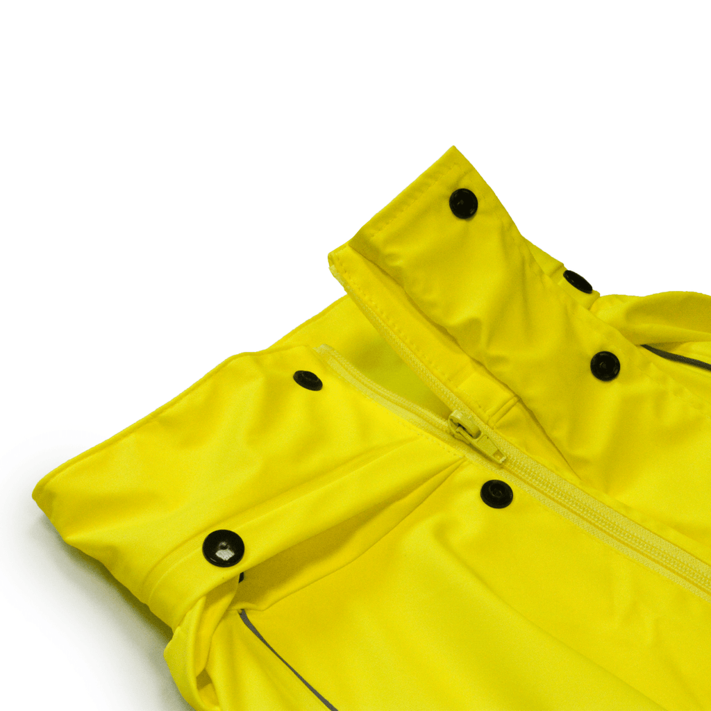 High-visibility yellow PU rain coat