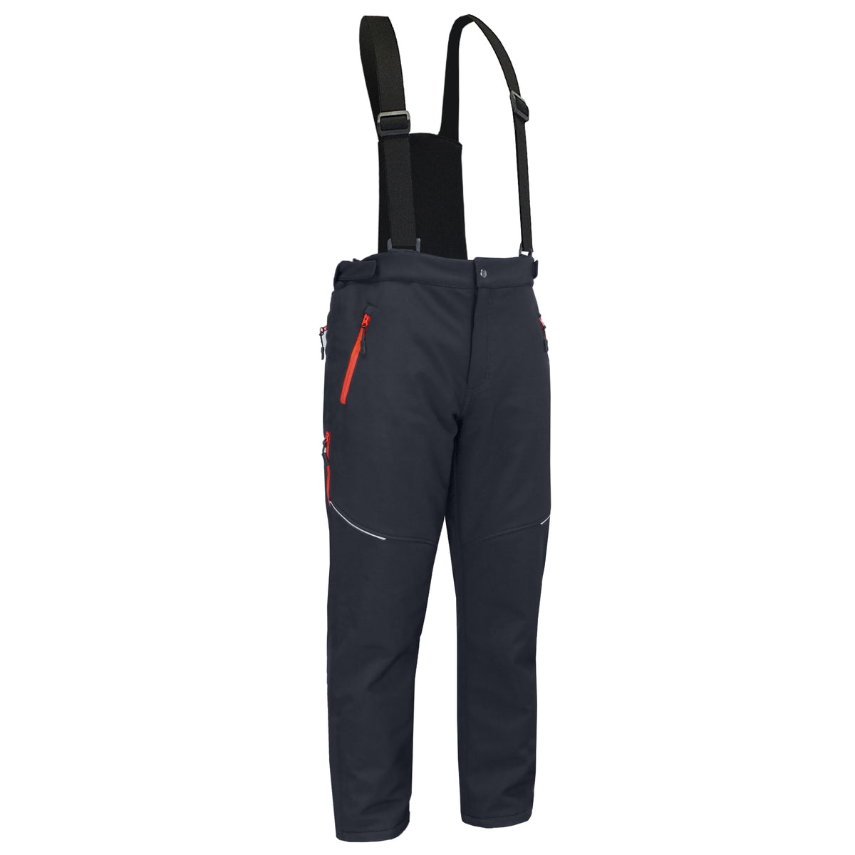 Softshell winter trousers with detachable braces, black