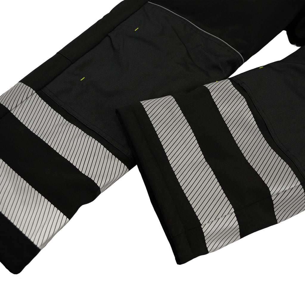 Winter work bib trousers with reflective tapes, black