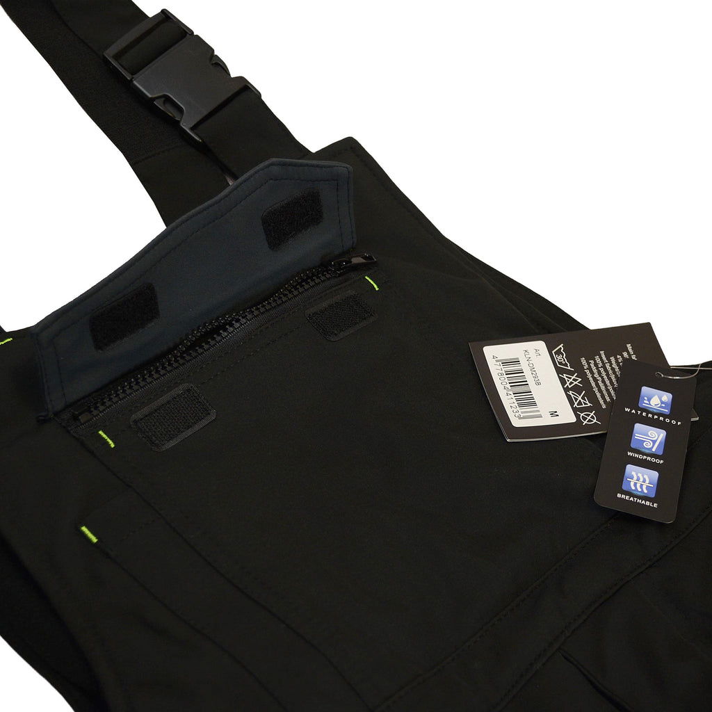 Winter work bib trousers with reflective tapes, black