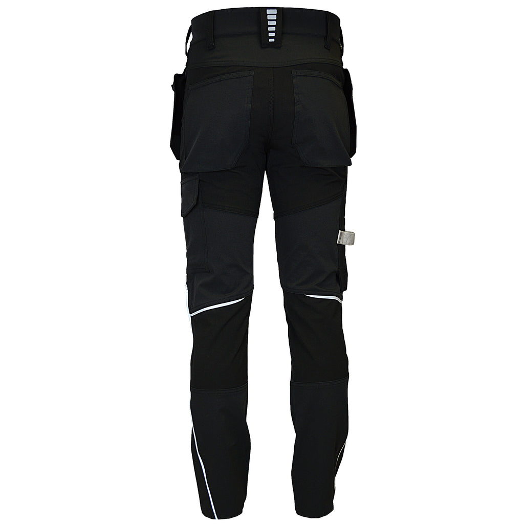 CROSS STRETCH black stretch work trousers with detachable holster pockets