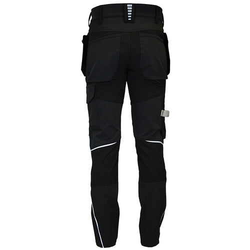 CROSS STRETCH black stretch work trousers with detachable holster pockets