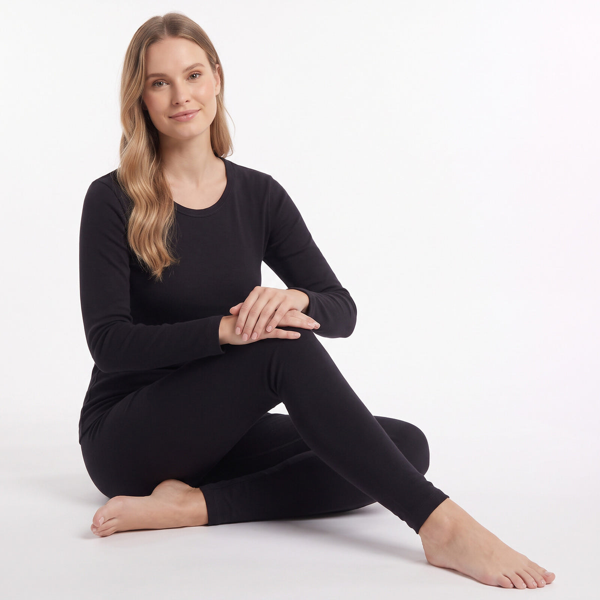 GAUBERT 152 women's merino wool thermal underwear set, black