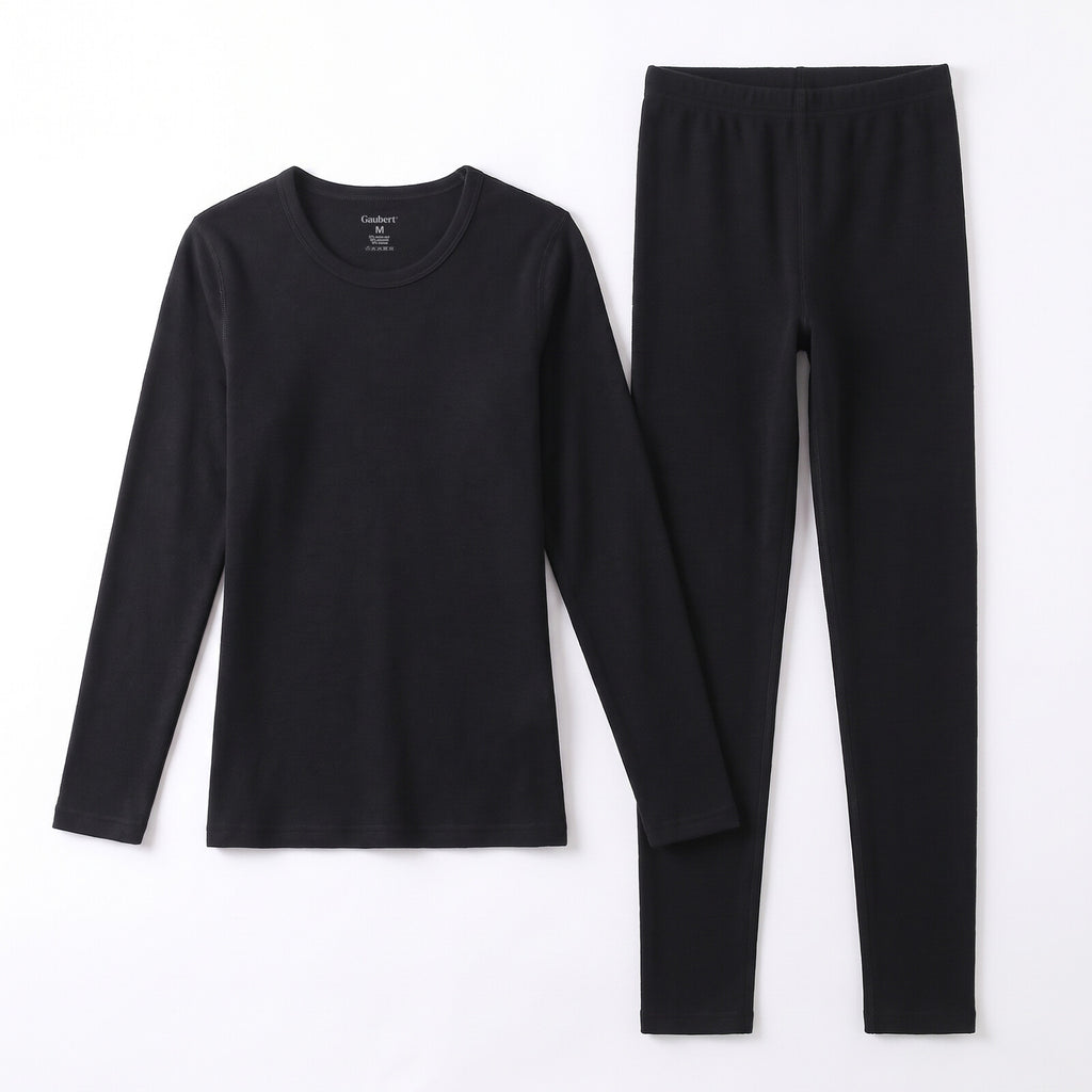 GAUBERT 152 women's merino wool thermal underwear set, black