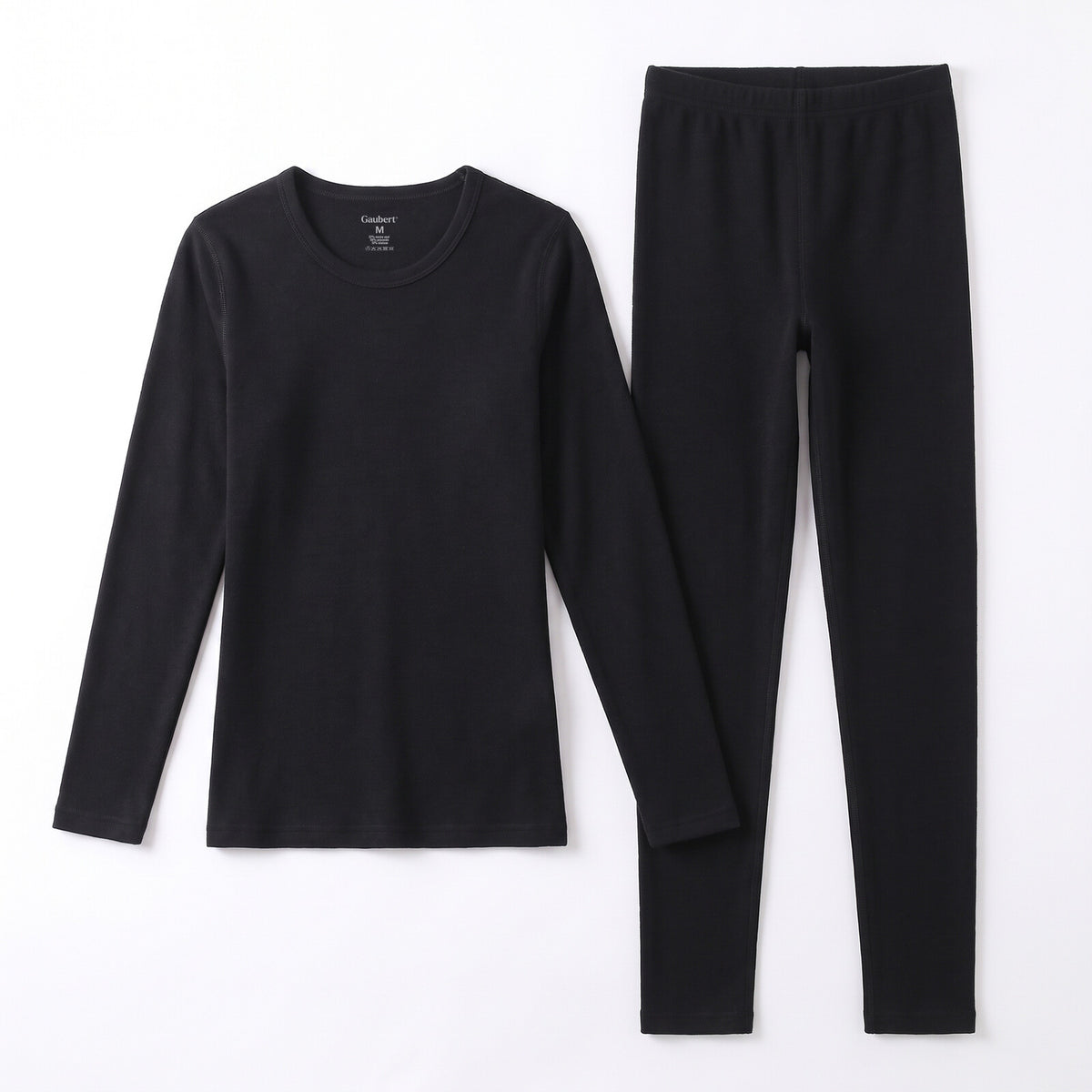 GAUBERT 152 women's merino wool thermal underwear set, black