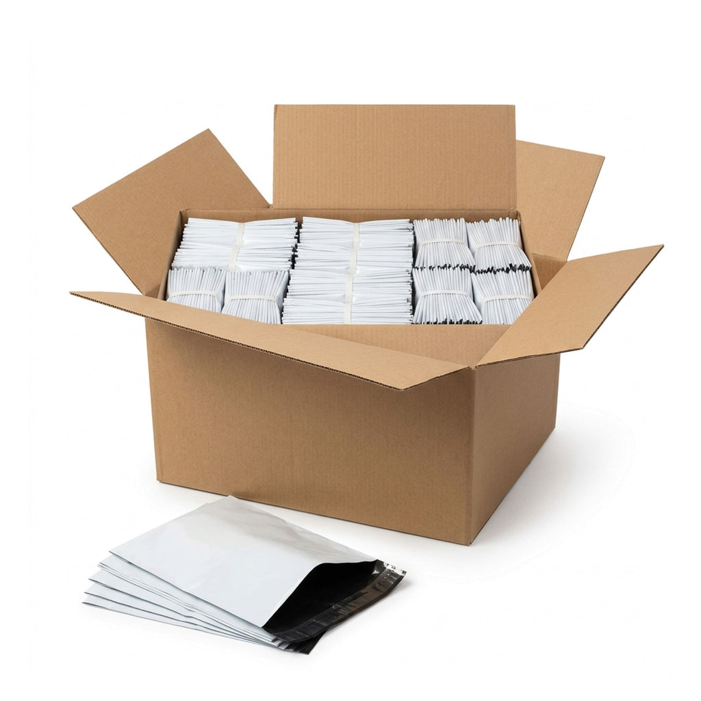 Poly mailing bags, 550 x 770 mm, 50 µm, white, 500 pcs (10 x 50)