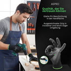 Polyester work gloves with PU palm, black, 12 pairs, individually packed
