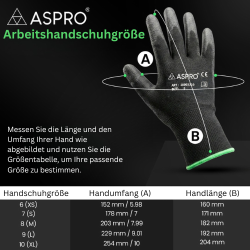 Polyester work gloves with PU palm, black, 12 pairs, individually packed