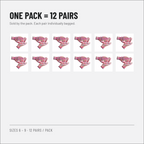 Patterned garden gloves with PU coating, pink, 12 pairs, individually packed
