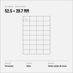 Riven Supply A4 labels, 52.5x29.7 mm, 40 per sheet, 500 sheets
