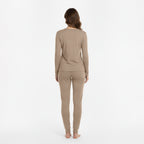 HEAT BOOSTER women's long-sleeve thermal top with soft fleece inside, beige