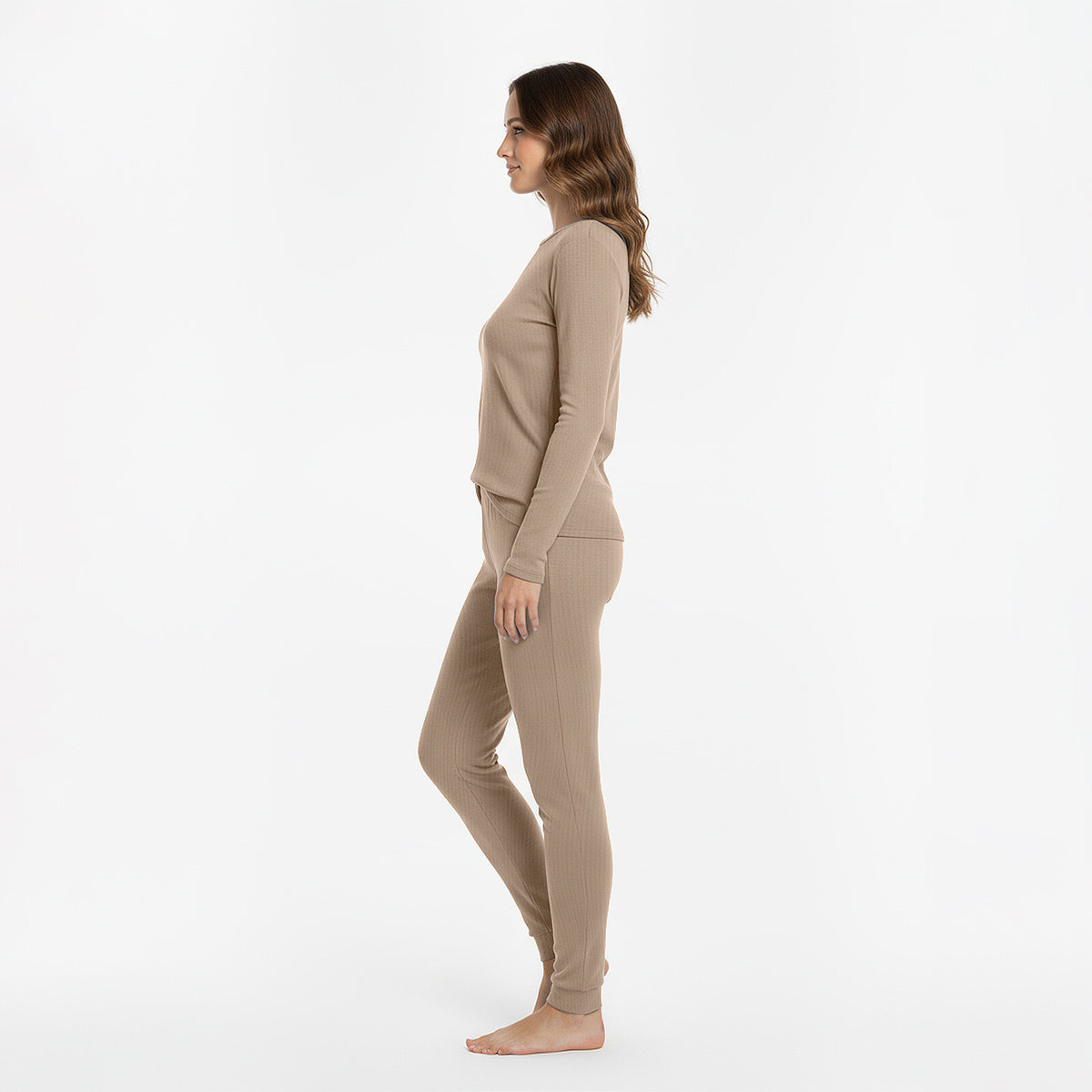 HEAT BOOSTER women's thermal trousers with soft fleece inside, beige
