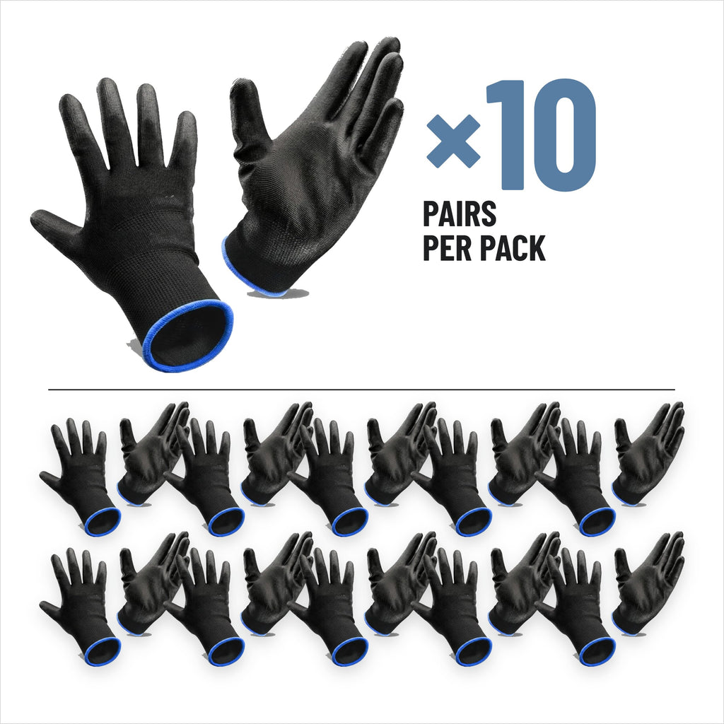 PU coated work gloves, black, 10 pairs, EN 388 4131X, size 9 (L)
