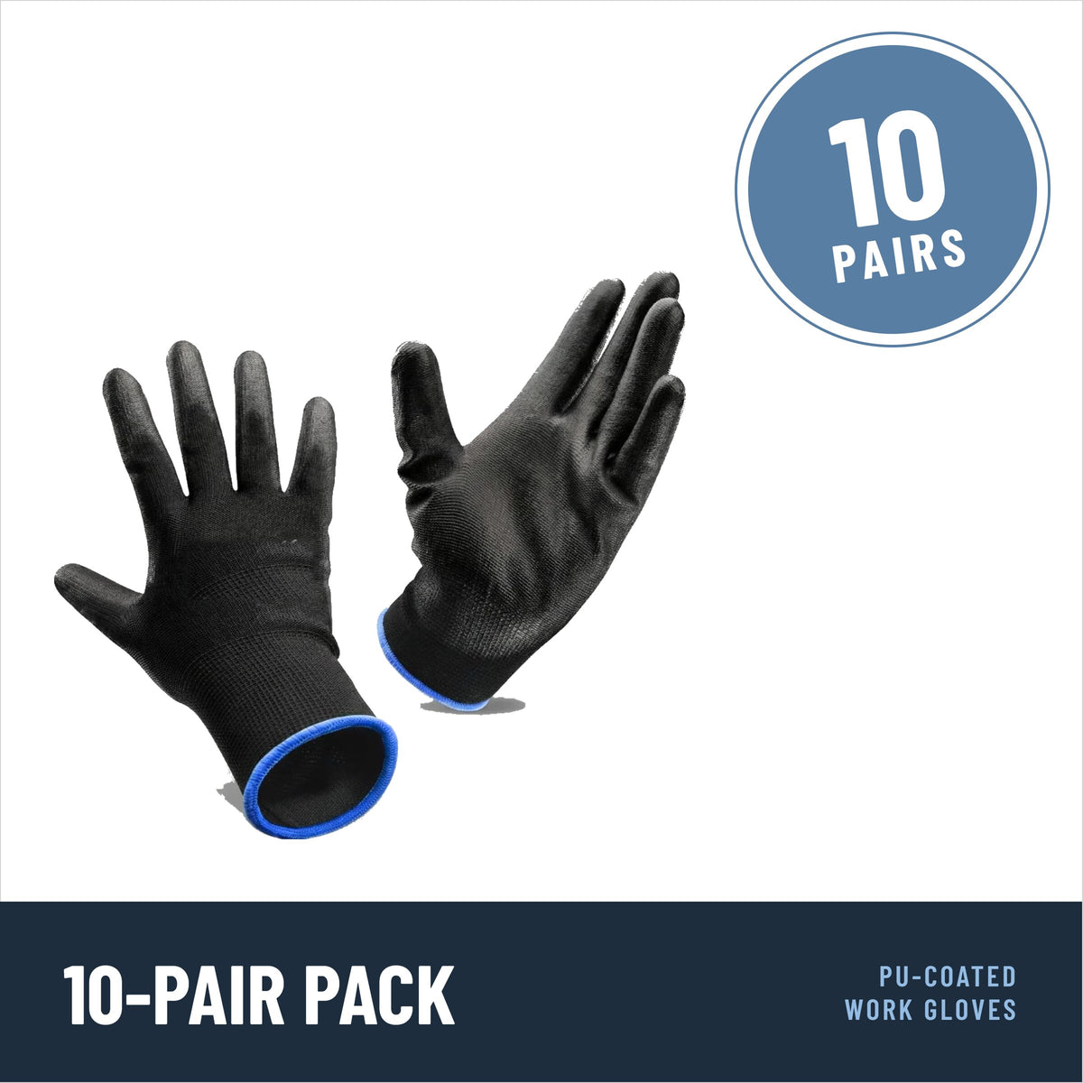 PU coated work gloves, black, 10 pairs, EN 388 4131X, size 7 (S)
