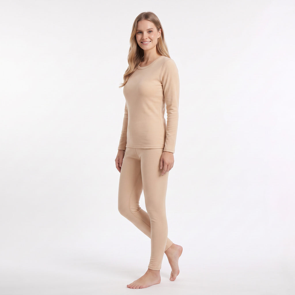 GAUBERT 152 women's merino wool thermal underwear set, beige