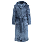 GAUBERT unisex fleece bathrobe with hood, long, grey