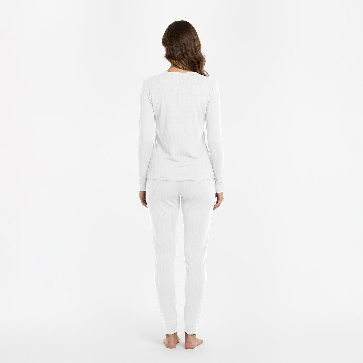 HEAT BOOSTER women's long-sleeve thermal top with soft fleece inside, white