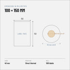 Riven Supply thermal labels 100x150 mm, 24 rolls of 500 (12,000 labels)